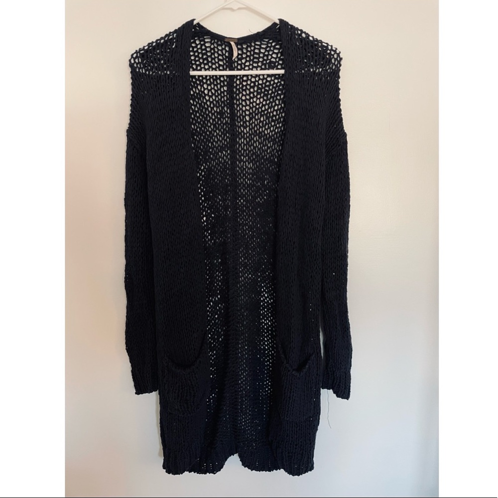 Free People Navy Woven Cardigan